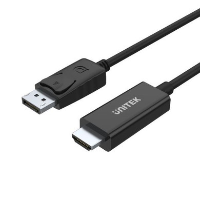 UNITEK 1.8m DisplayPort to HDMI Cable. Supports FHD up to 1920x1200 PC & HDTV up to 1080P. Audio & Visual Pass-through. Black Colour. 