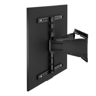 BRATECK 43"-90" Full Motion Ultra-Slim TV Wall Mount Bracket. VESA Support up to 600x400. Profile 19.5-250mm. Bubble Level Included. Tilt 7 Swivel. Max Load 50Kgs. Matte Black Colour