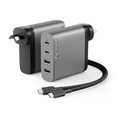 Alogic 4X100 Rapid Power 4 Port 100W Gan Charger - Usb-C(Max.100W)+Usb-C(Max.18)+Usb-A(Max.17W)+Usb-A(Max.17W) - Includes 2M Usb-C Charging Cable