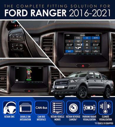 Fitting Kit Ford Ranger (Px2 & Px3) 2015 - 2022 (8" Display Snyc 3) (Black) Complete Kit