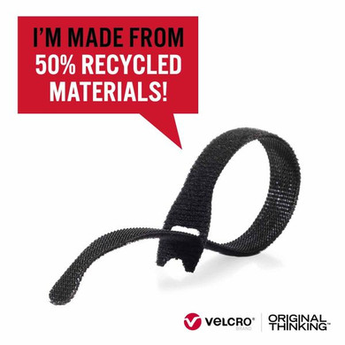VELCRO Brand ECO Pre-cut 6pk Straps Made from 50% Recycled Materials. Strong, Durable, Reliable & Reusable. 9.5mm x 12.7cm Black Ties Suitable for Indoor or Outdoor Use. Wrap & Unwrap Over 1,000 Times.