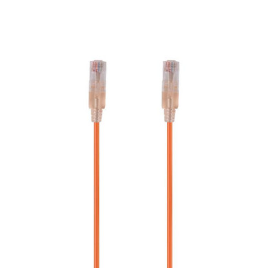 DYNAMIX 3m Cat6A 10G Orange Ultra-Slim Component Level UTP Patch Lead (30AWG) with RJ45 Unshielded Gold Plated Connectors. Supports PoE IEEE 802.3af (15.4W). 