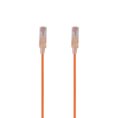 DYNAMIX 0.75m Cat6A 10G Orange Ultra-Slim Component Level UTP Patch Lead (30AWG) with RJ45 Unshielded Gold Plated Connectors. Supports PoE IEEE 802.3af (15.4W). 