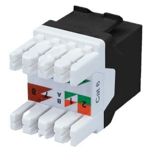 DYNAMIX Cat6 UTP Keystone RJ45 Jack for 110 Face Plate. T568A/B Wiring. 180 Jack. Colour Black.   