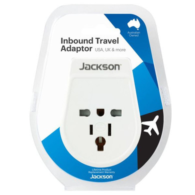 JACKSON Slim Inbound Travel Adaptor for use in NZ/AUS. USA, UK and Japanese Plugs.   