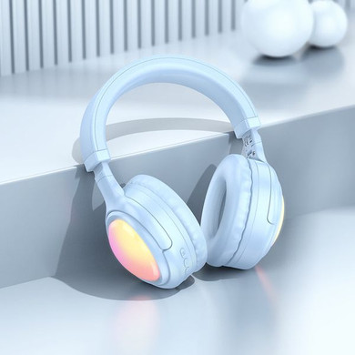 Hoco Bluetooth Headset W/ 46 Hours, Rgb Light (W48) - Blue
