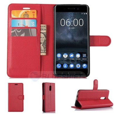 Nokia 6      Pu Wallet Case    [Red]