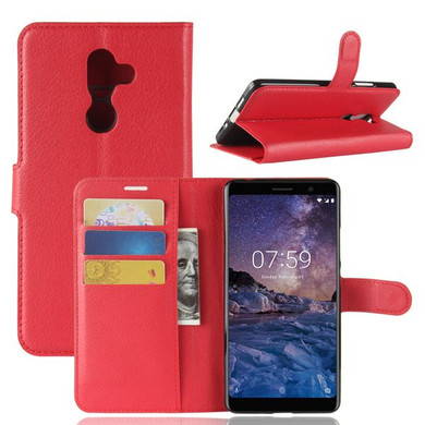 Nokia 7 Plus      Pu Wallet Case    [Red]