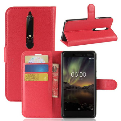 Nokia 6.1      Pu Wallet Case    [Red]