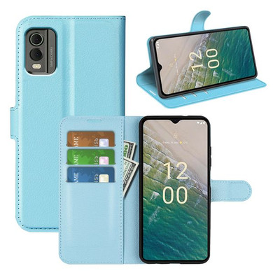 Nokia C32      Pu Wallet Case    [Lightblue]
