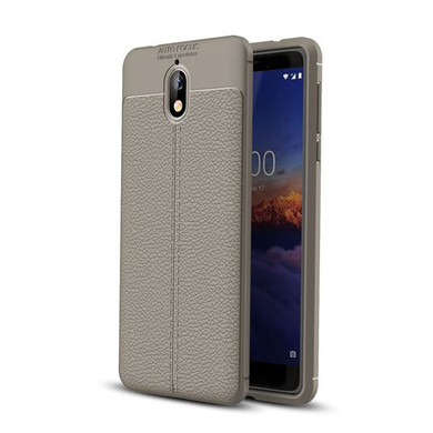Nokia 3.1 Leather Texture Case Grey