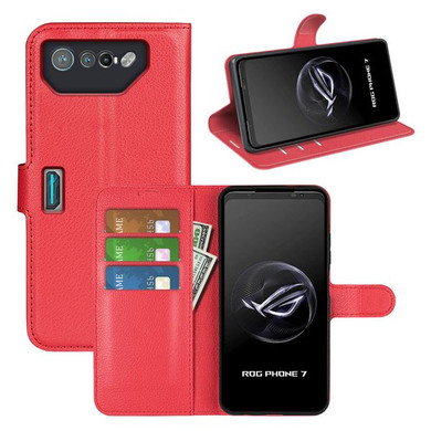 Asus Rog Phone 7 Ultimate      Pu Wallet Case    [Red]