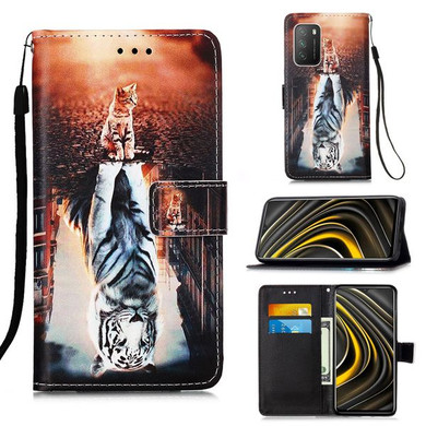 Xiaomi Redmi 9T Designer PU Case Cat&Tiger
