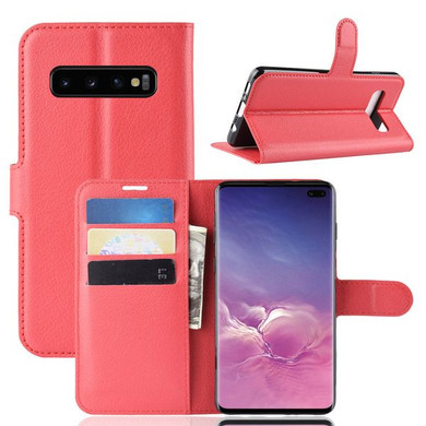 Galaxy S10 Plus      Pu Wallet Case    [Red]