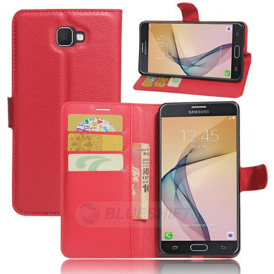 Galaxy J7 Prime      Pu Wallet Case    [Red]