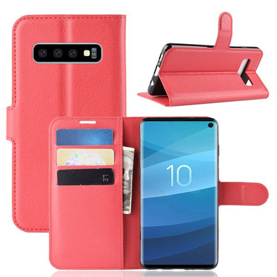Galaxy S10      Pu Wallet Case    [Red]