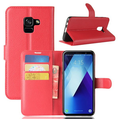 Galaxy A8 Plus 2018      Pu Wallet Case    [Red]