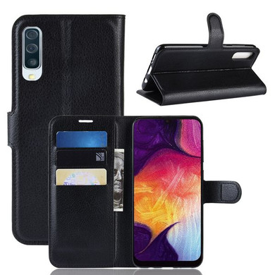 Galaxy A50      Pu Wallet Case    [Black]