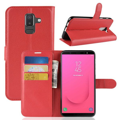 Galaxy J8 2018      Pu Wallet Case    [Red]