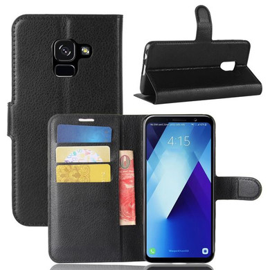 Galaxy A8 Plus 2018      Pu Wallet Case    [Black]