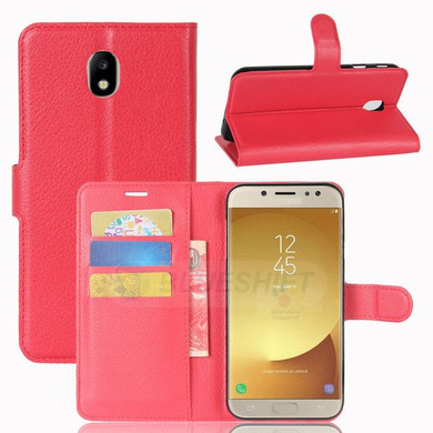 Galaxy J7 Pro/J7 2017      Pu Wallet Case    [Red]