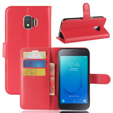 Galaxy J2 Core      Pu Wallet Case    [Red]