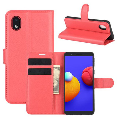 Galaxy A01 Core      Pu Wallet Case    [Red]