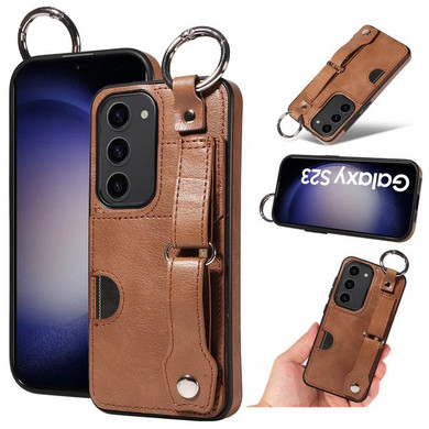 Samsung Galaxy S23      Hand Strap PU Card Case    Brown