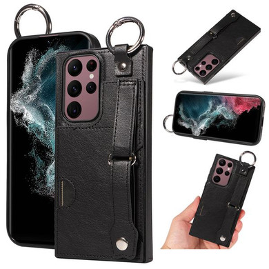 Samsung Galaxy S22 Ultra      Hand Strap PU Card Case    Black