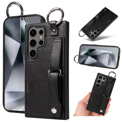 Samsung Galaxy S24 Ultra      Hand Strap PU Card Case    Black