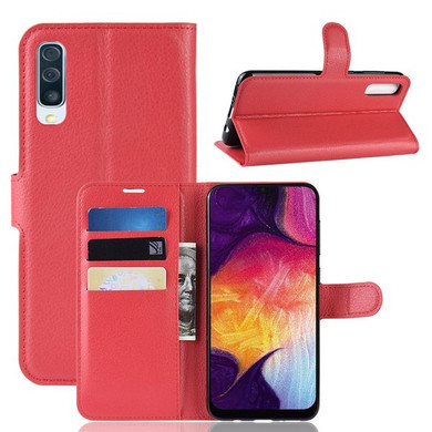 Galaxy A50      Pu Wallet Case    [Red]
