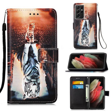 Samsung Galaxy S21 Ultra      Designer PU Case      Cat&Tiger