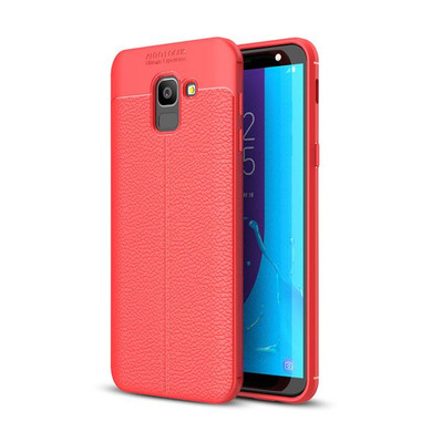 Samsung Galaxy J6      Leather Texture Case    Red