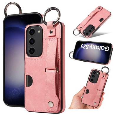 Samsung Galaxy S23      Hand Strap PU Card Case    Pink