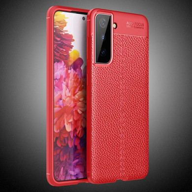Samsung Galaxy S21 Plus      Leather Texture Case    Red