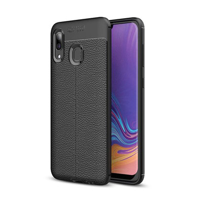 Samsung Galaxy A20/A30      Leather Texture Case    Black