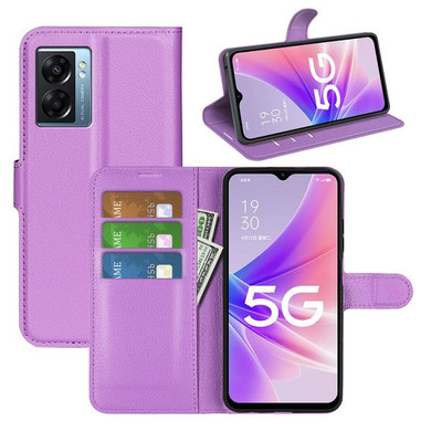 Oppo A77 5G      Pu Wallet Case    [Purple]