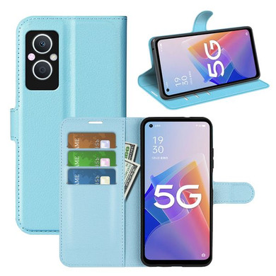 Oppo Reno8 Lite 5G      Pu Wallet Case    [Lightblue]