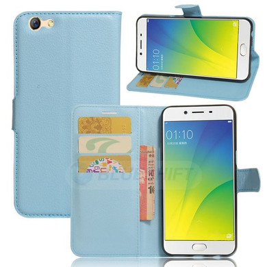 Oppo A77 (2017)      Pu Wallet Case    [Lightblue]