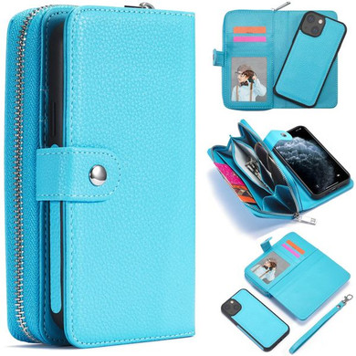 Apple iPhone 13 Mini Zipper Wallet Case LightBlue