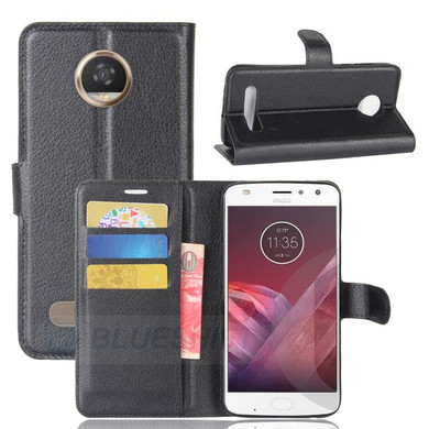 Moto Z2 Play      Pu Wallet Case    [Black]