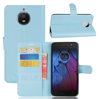 Moto G5S Plus      Pu Wallet Case    [Lightblue]