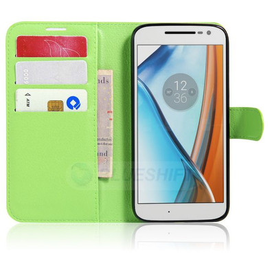 Moto G4 Play      Pu Wallet Case    [Green]