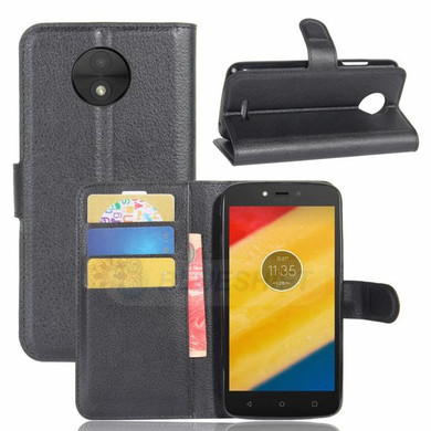 Moto C      Pu Wallet Case    [Black]
