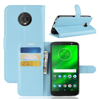 Moto G6 Plus      Pu Wallet Case    [Lightblue]