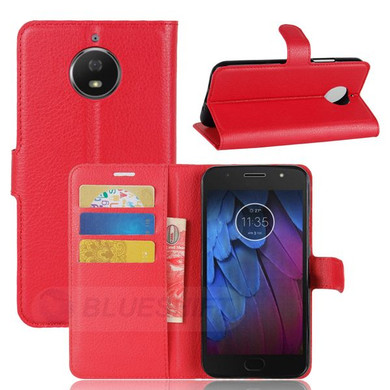 Moto G5S Plus      Pu Wallet Case    [Red]