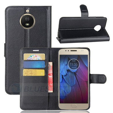 Moto G5S      Pu Wallet Case    [Black]
