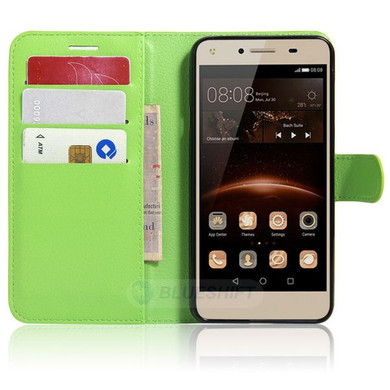 Huawei Y6 Elite      Pu Wallet Case    [Green]