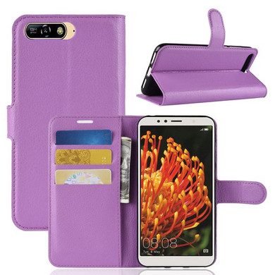Huawei Y6 2018      Pu Wallet Case    [Purple]