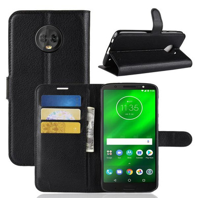 Moto G6 Plus      Pu Wallet Case    [Black]